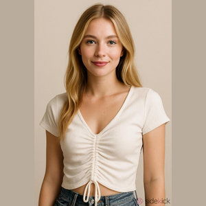 Better Be Cropped Baby Tee Womens Small Ivory Flutter Sleeves